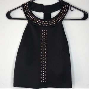 Charlotte Russe Black and Gold Midriff Top